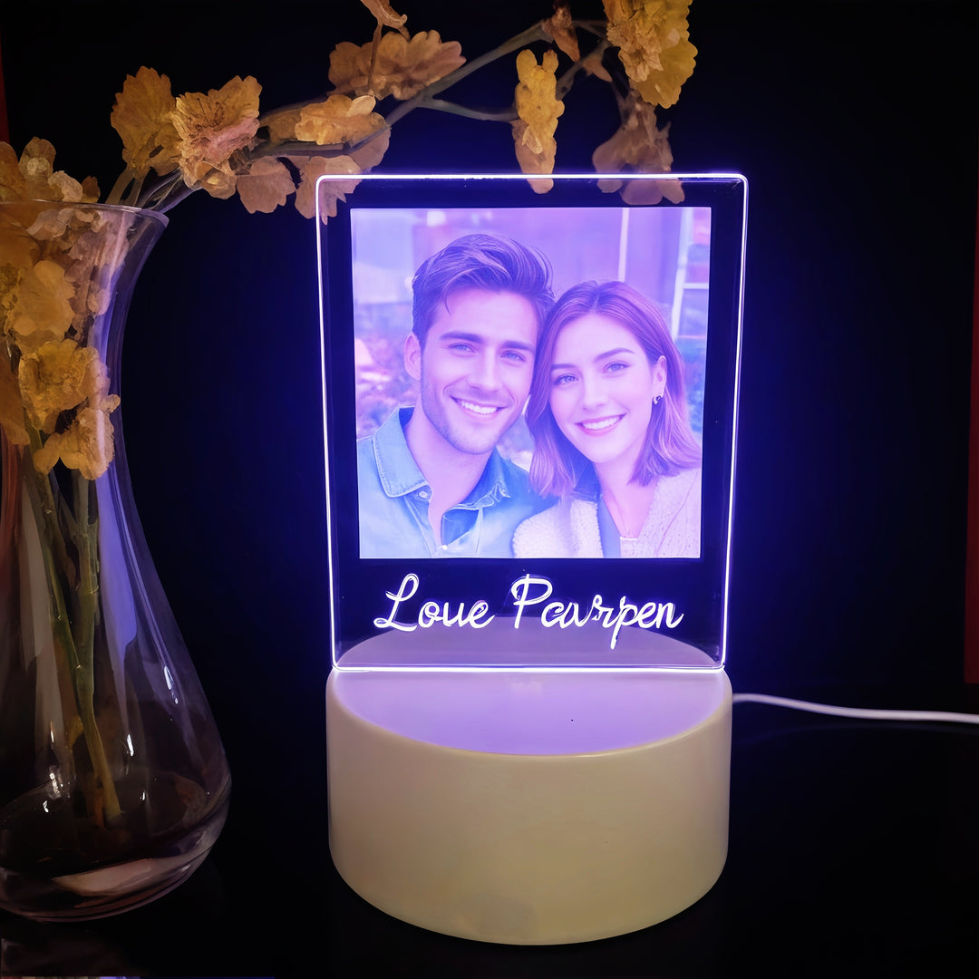 Moktan Sabai Custom Photo LED Night Light – Personalized Table Lamp Gift for Girlfriend or Women