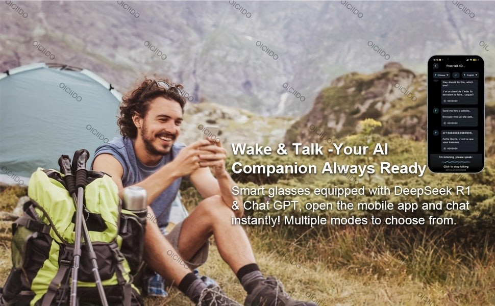 AI Smart Glasses with Real-Time Translation, Music, GPT, and HD Voice Calls