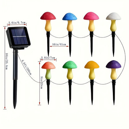 Solar Mushroom Garden Lights Outdoor, 8 LED Decorative Landscape Lights IP65 Waterproof