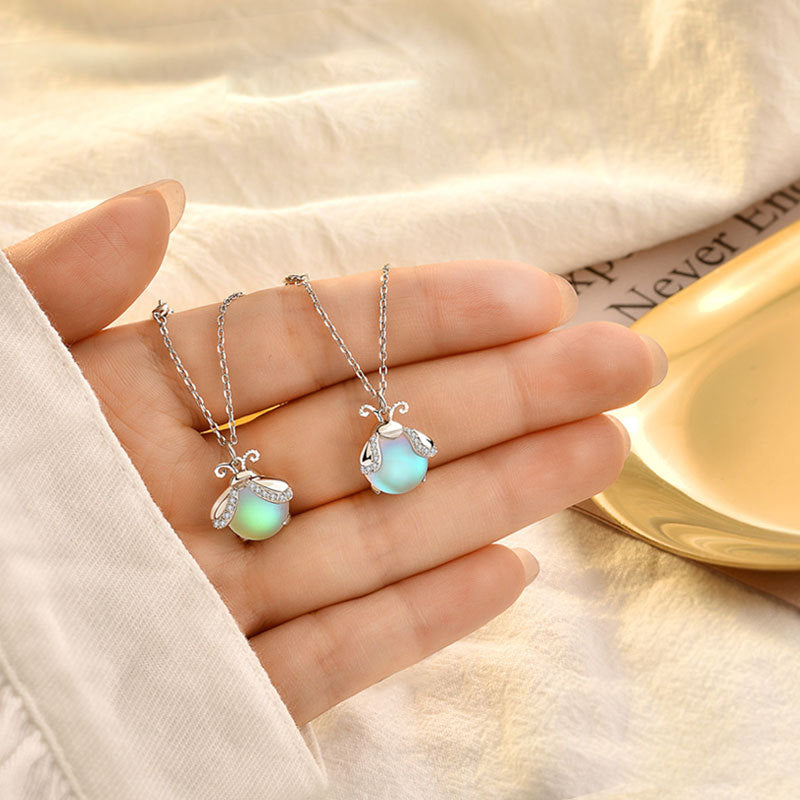 Moktan Sabai Moonstone Firefly Pendant Necklace Sterling Silver Handmade Gemstone Necklace