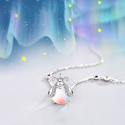 Moktan Sabai Moonstone Firefly Pendant Necklace Sterling Silver Handmade Gemstone Necklace