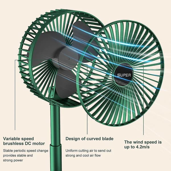 Moktan Sabai Portable Foldable Fan USB Rechargeable 4-Speed 180° Rotation