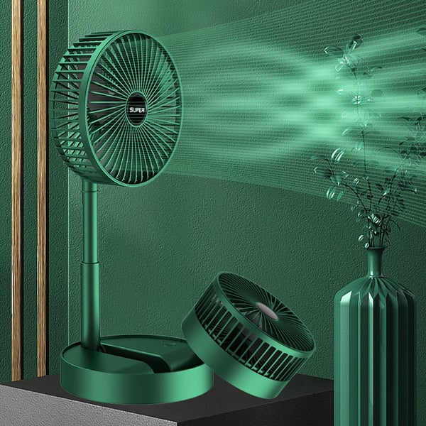 Moktan Sabai Portable Foldable Fan USB Rechargeable 4-Speed 180° Rotation Green