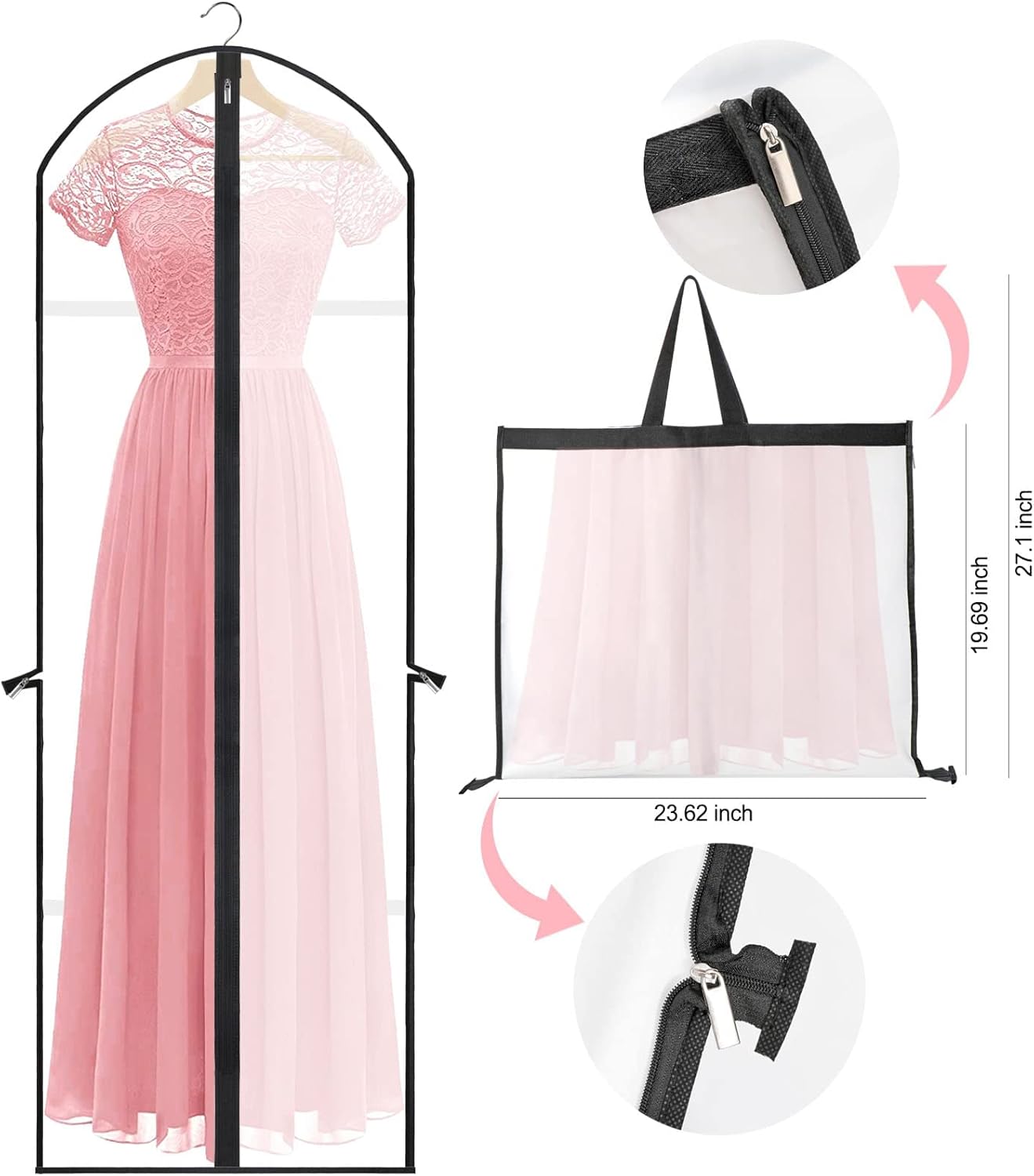 Moktan Sabai 4-Pack Extra Long Garment Bags 180cm Dress Cover