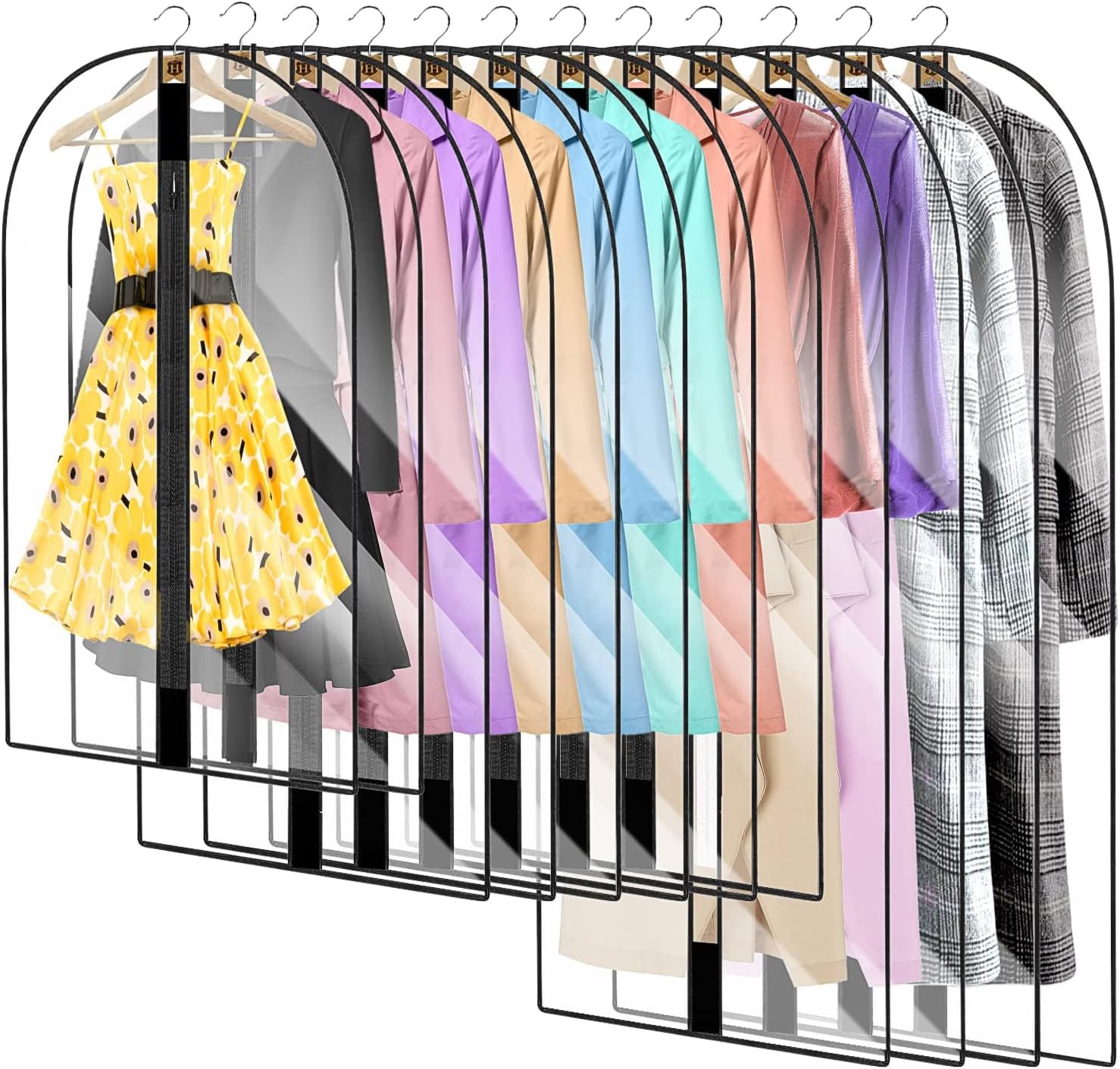 Moktan Sabai 4-Pack Extra Long Garment Bags 180cm Dress Cover Black Edge Transparent