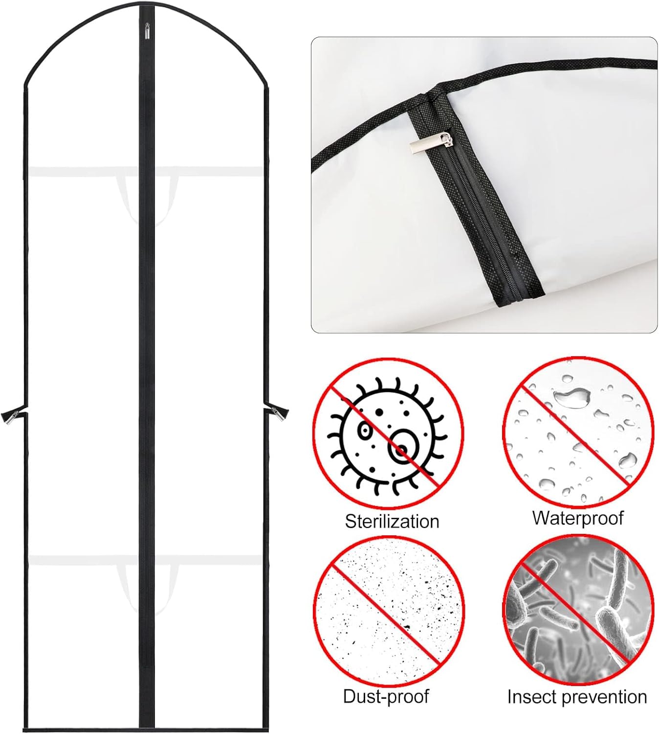 Moktan Sabai 4-Pack Extra Long Garment Bags 180cm Dress Cover