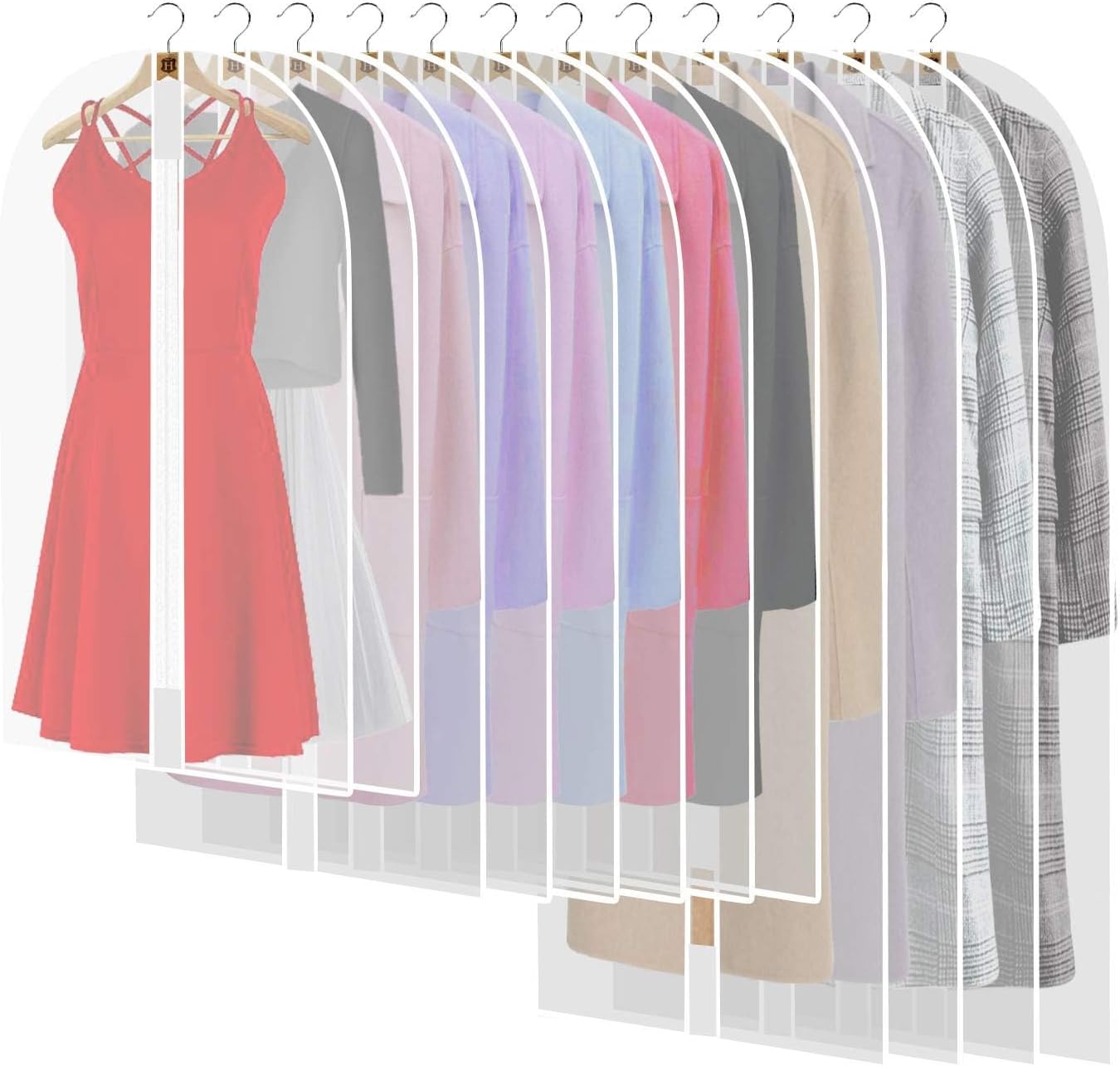 Moktan Sabai 4-Pack Extra Long Garment Bags 180cm Dress Cover White Edge Translucent