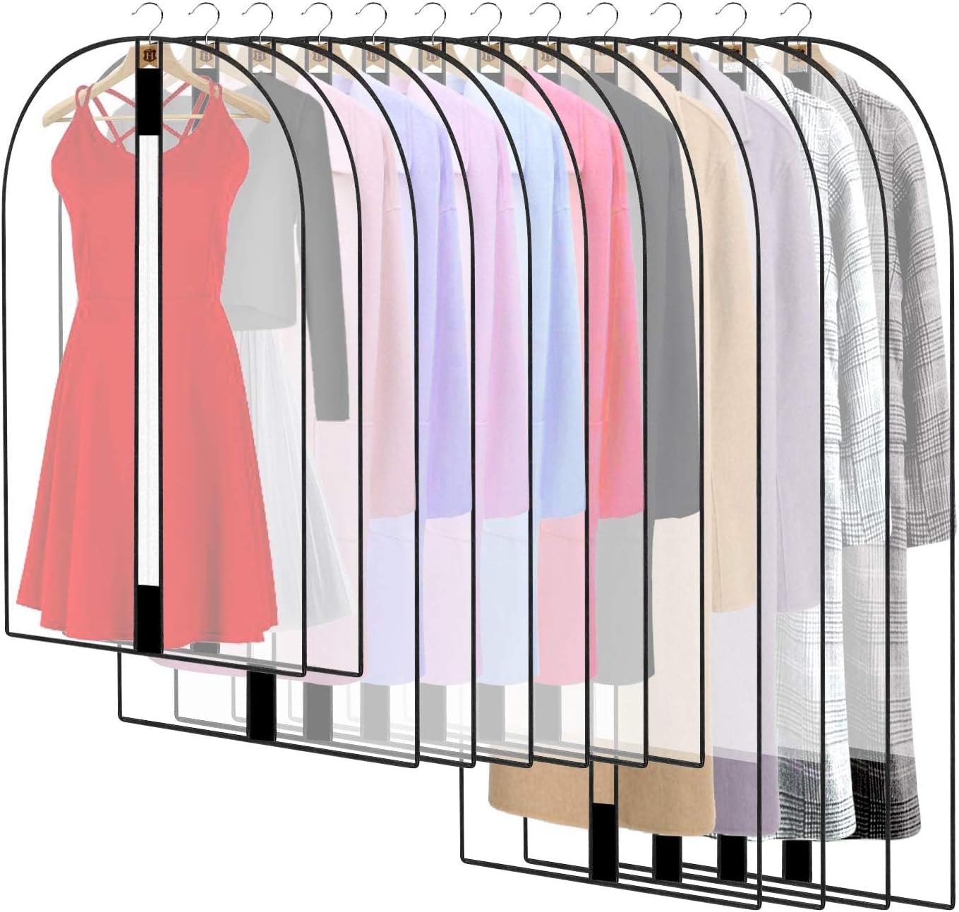 Moktan Sabai 4-Pack Extra Long Garment Bags 180cm Dress Cover Black Edge Translucent