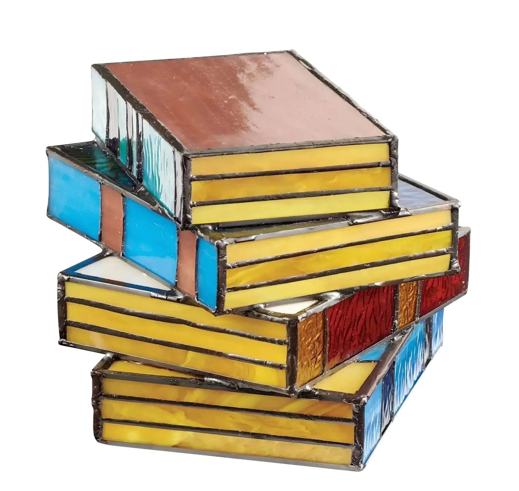 Moktan Sabai Stained Glass Book Lamp Handmade Table Light for Reading Room Decor