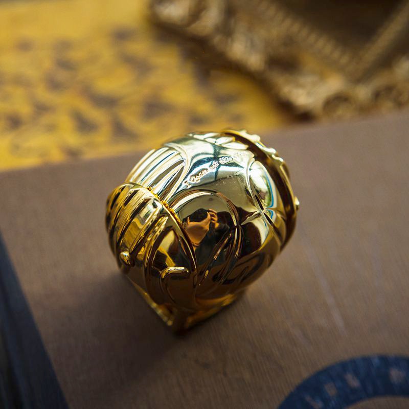 Moktan Sabai Golden Snitch Style Ring Box Gold Plated Jewelry Ring Holder Gift Box Gold Without Wing