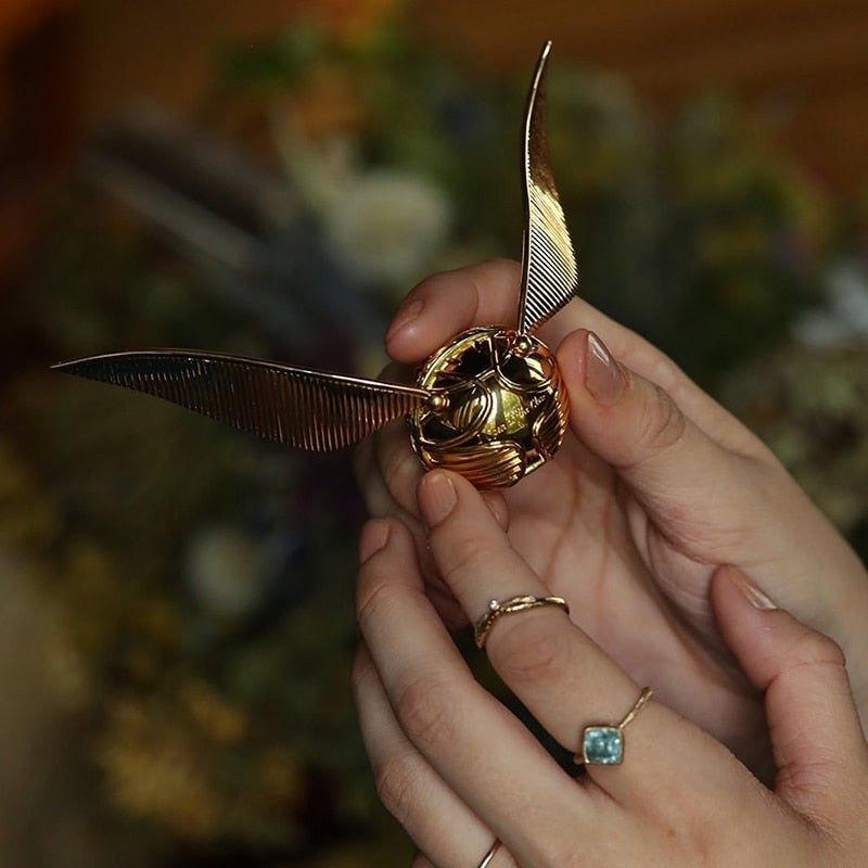 Moktan Sabai Golden Snitch Style Ring Box Gold Plated Jewelry Ring Holder Gift Box