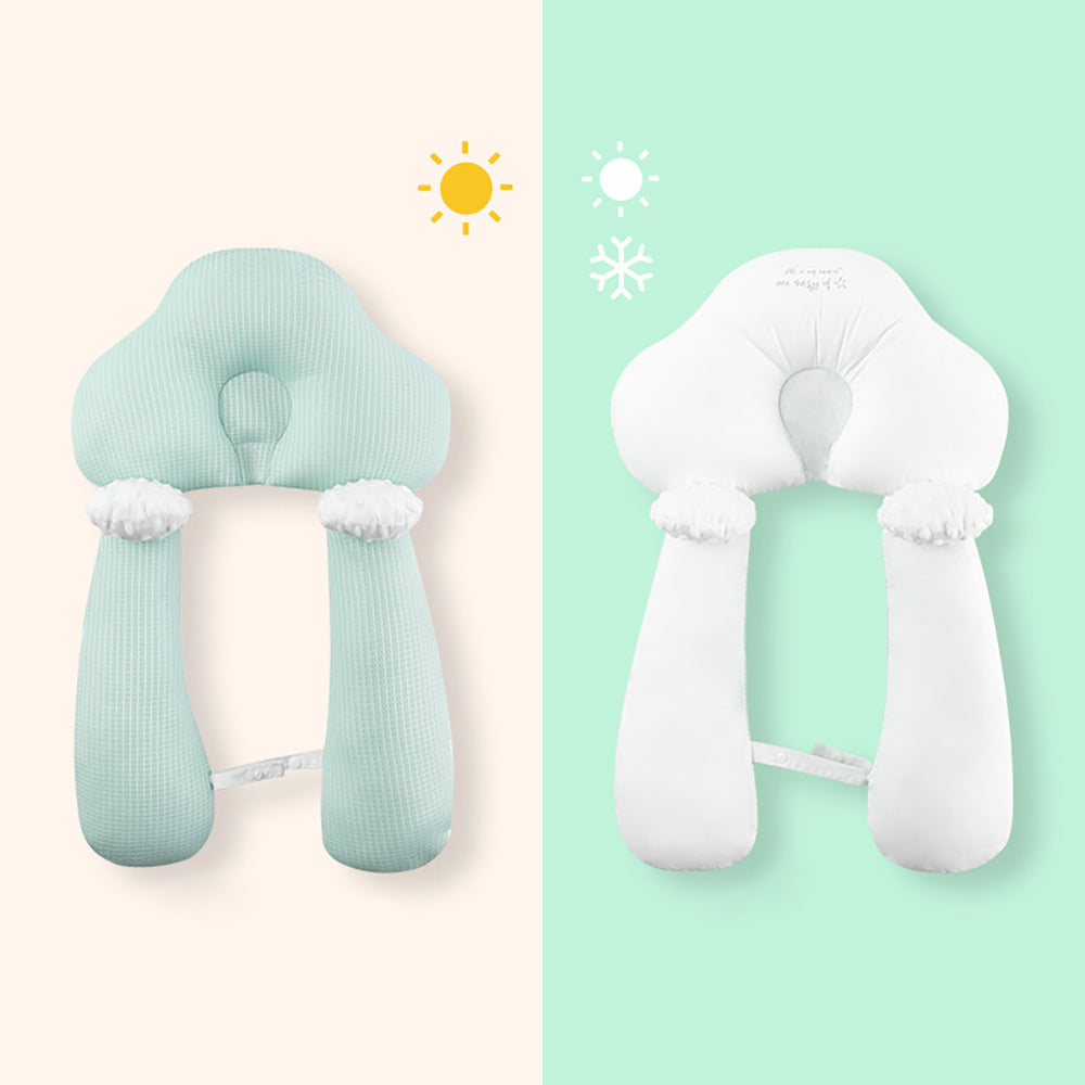 Moktan Sabai Baby Anti Flat Head Pillow Organic Cotton Infant Sleeping Support Cushion Green