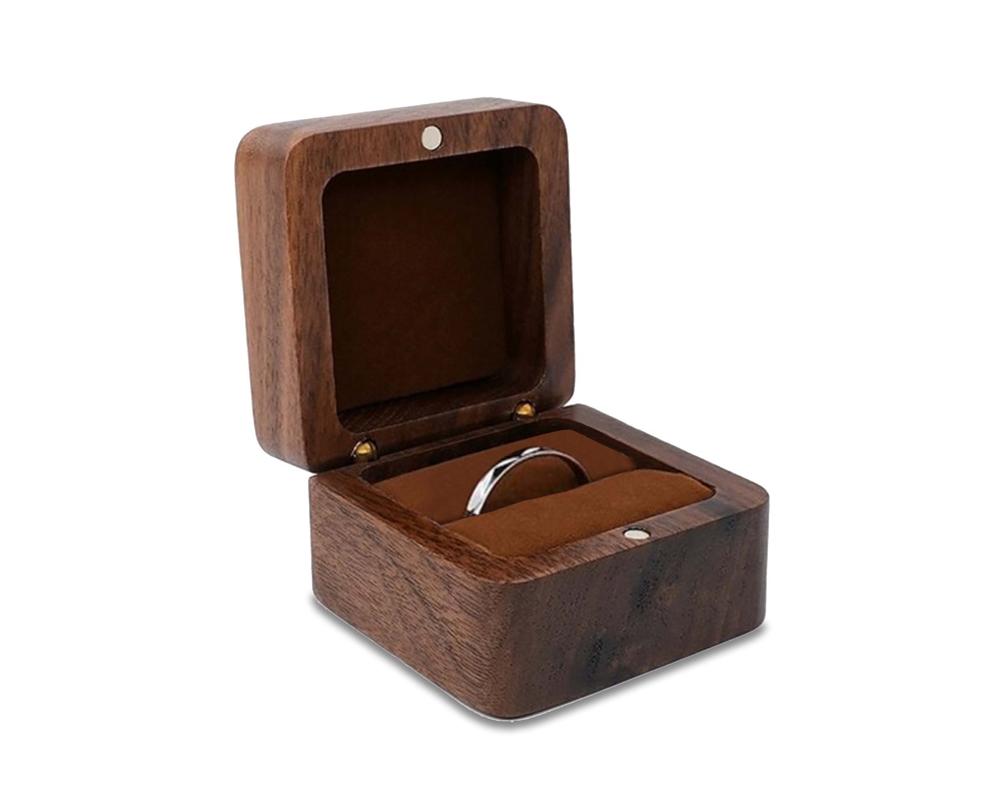 Moktan Sabai Wooden Ring Box Teak Wood Jewelry Storage Box Handmade Ring Holder Case Einzelner Ring Brown Dark