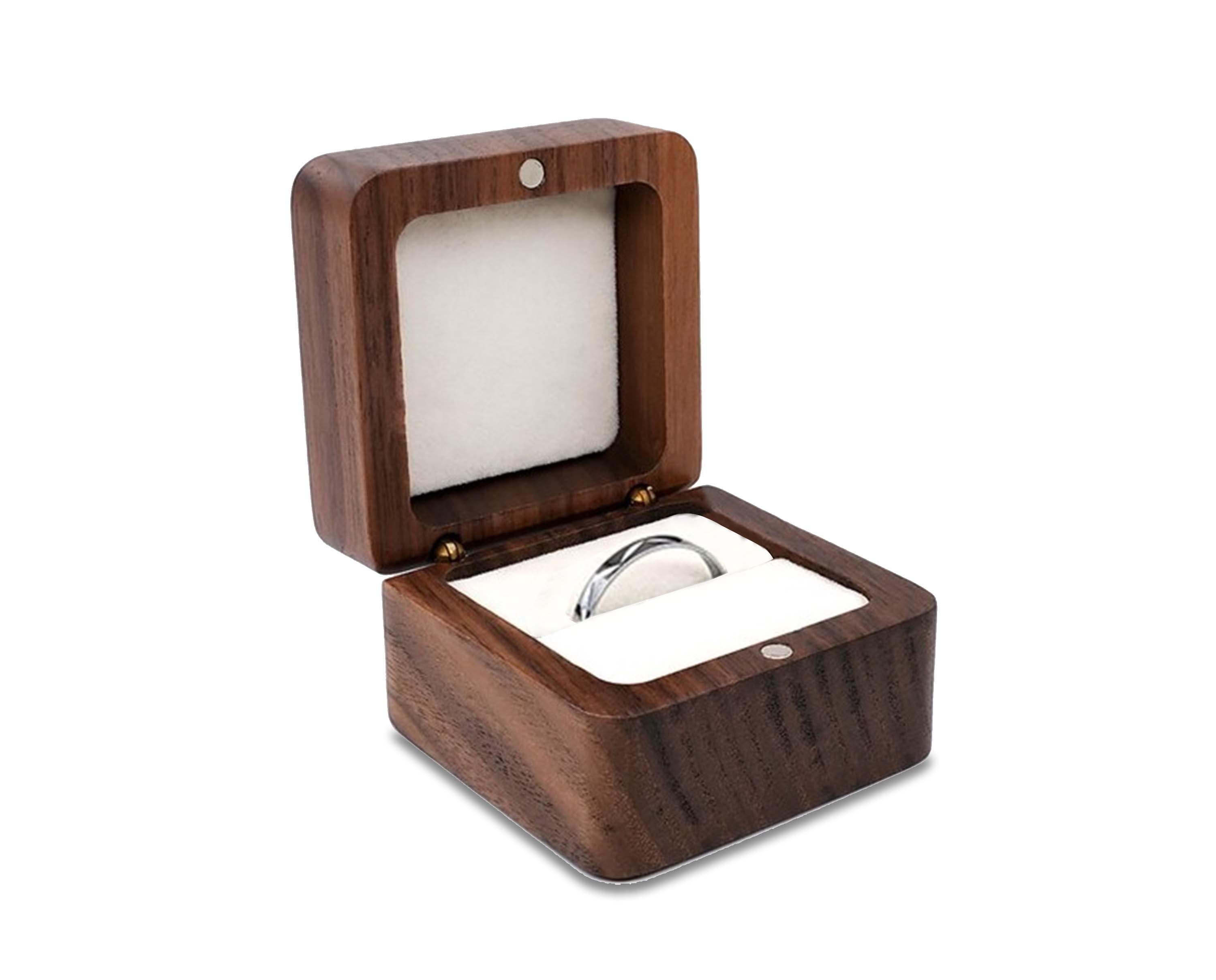 Moktan Sabai Wooden Ring Box Teak Wood Jewelry Storage Box Handmade Ring Holder Case Einzelner Ring - Brown