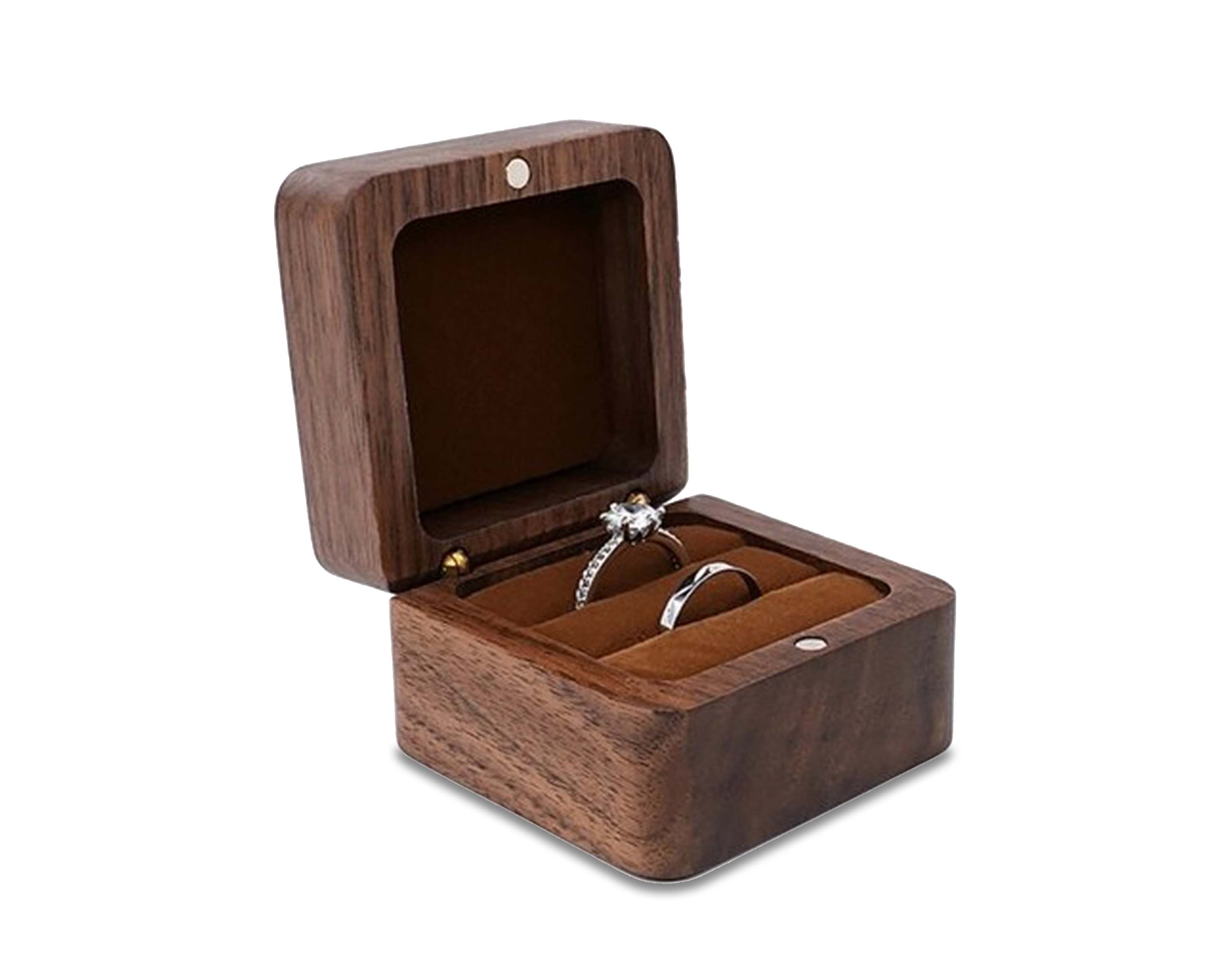 Moktan Sabai Wooden Ring Box Teak Wood Jewelry Storage Box Handmade Ring Holder Case