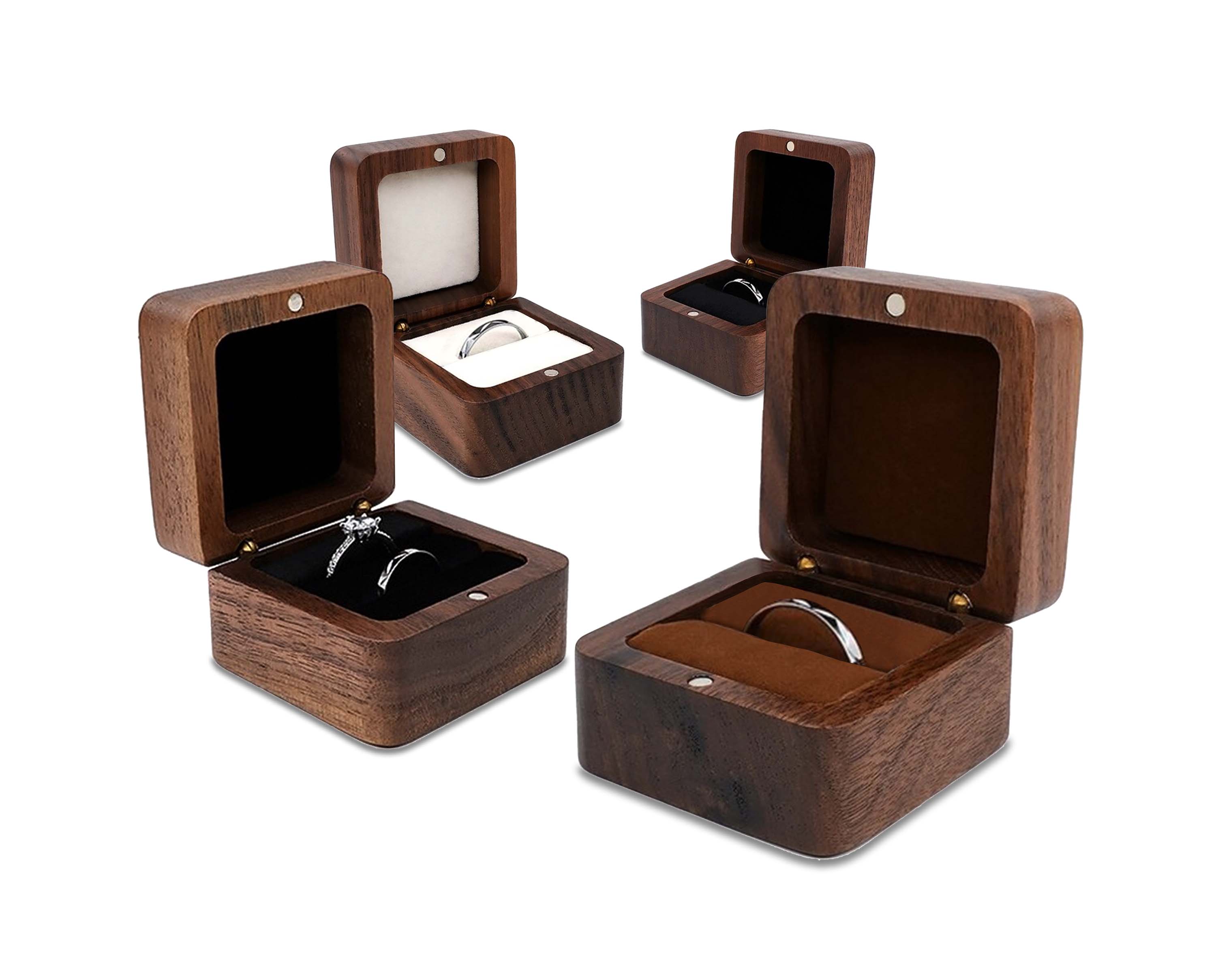 Moktan Sabai Wooden Ring Box Teak Wood Jewelry Storage Box Handmade Ring Holder Case
