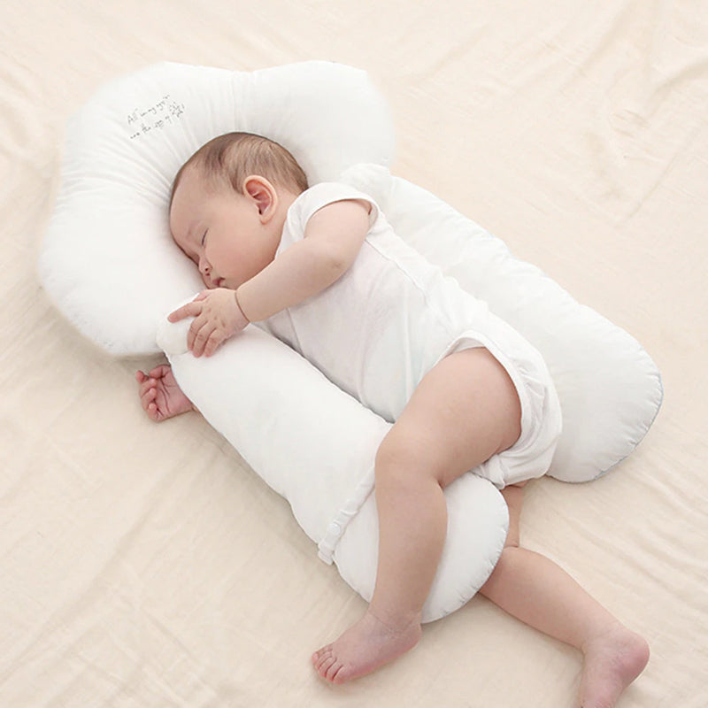 Moktan Sabai Baby Anti Flat Head Pillow Organic Cotton Infant Sleeping Support Cushion White