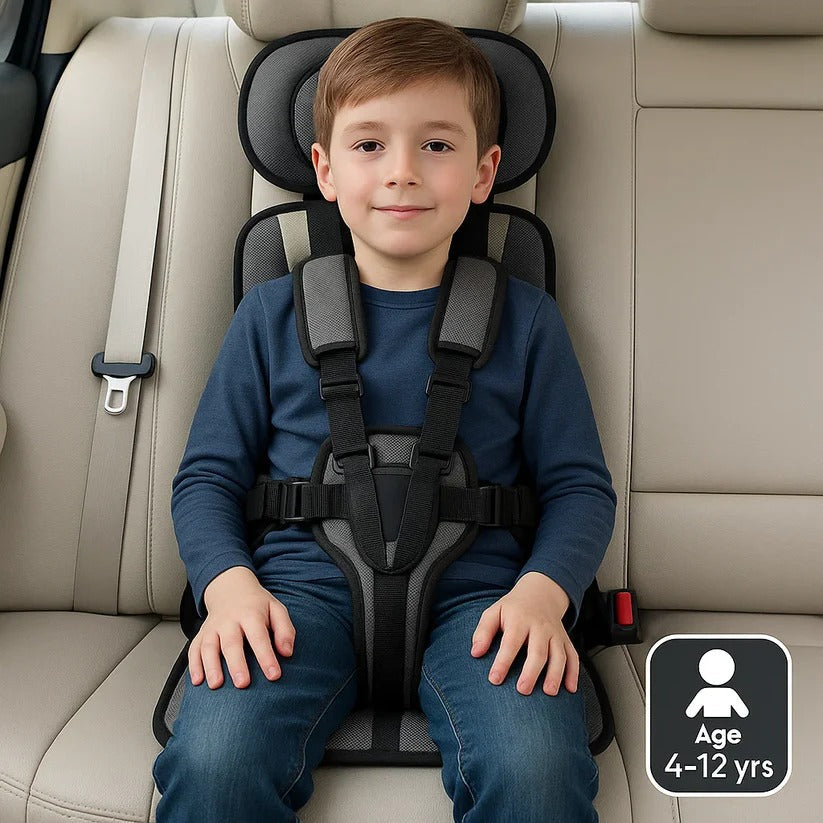 Moktan Sabai Portable Travel Child Car Seat with 5-Point Harness Lightweight & Foldable Charcoal Large (4-14 Years)