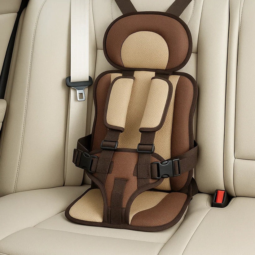 Moktan Sabai Portable Travel Child Car Seat with 5-Point Harness Lightweight & Foldable Brown