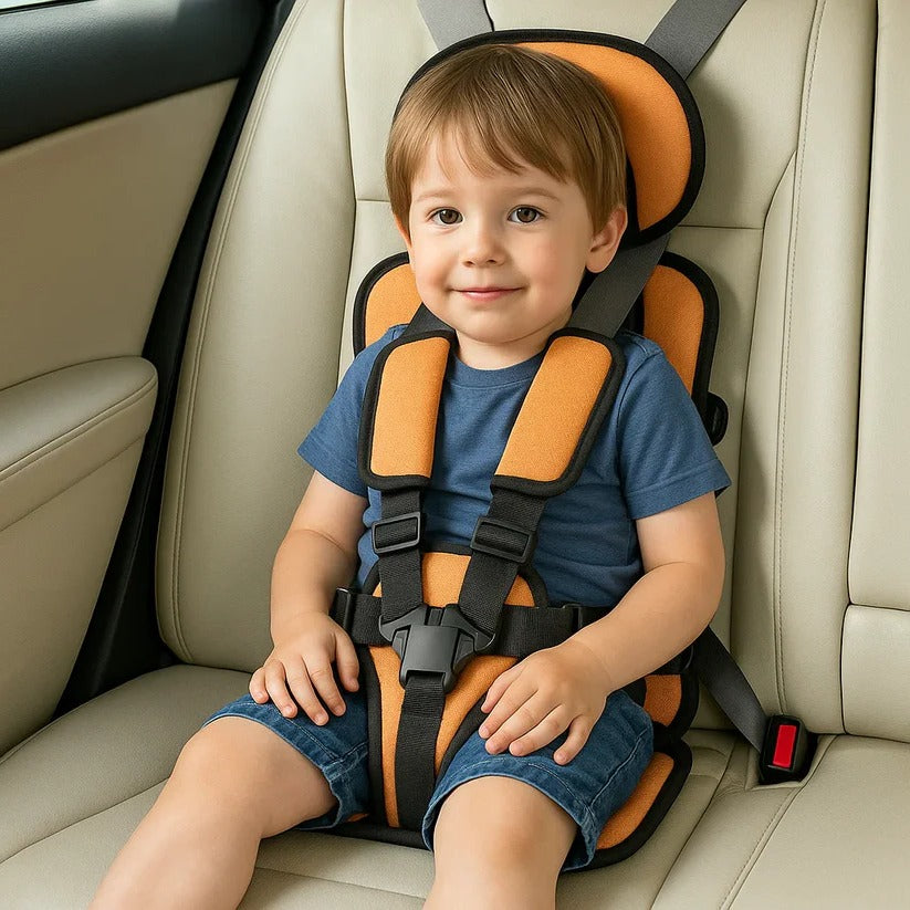 Moktan Sabai Portable Travel Child Car Seat with 5-Point Harness Lightweight & Foldable Orange Small (0-4 Years)
