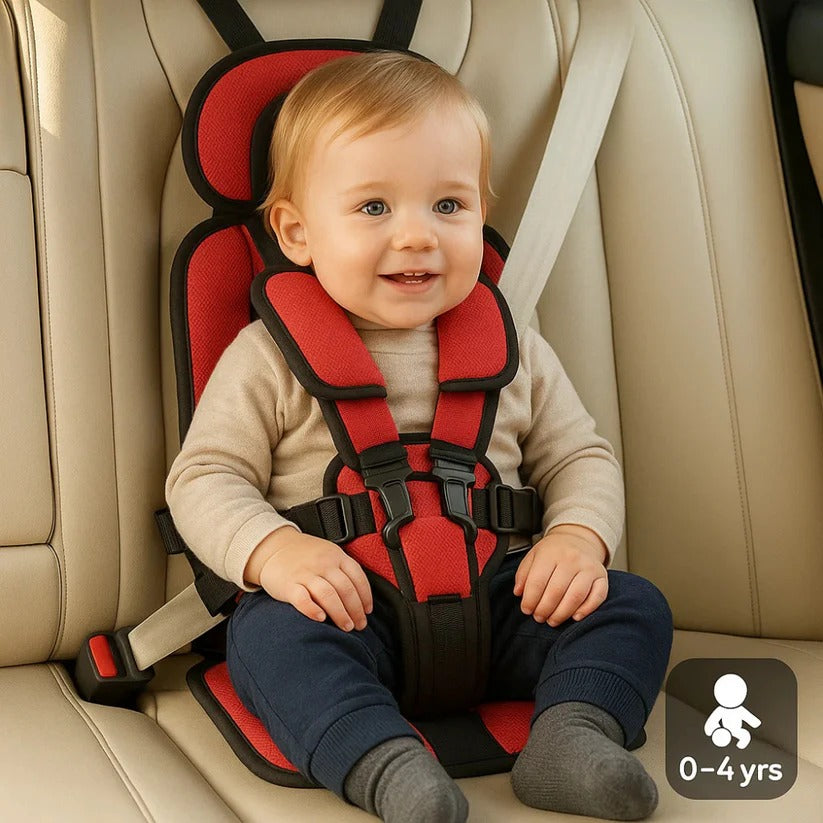 Moktan Sabai Portable Travel Child Car Seat with 5-Point Harness Lightweight & Foldable Red Small (0-4 Years)