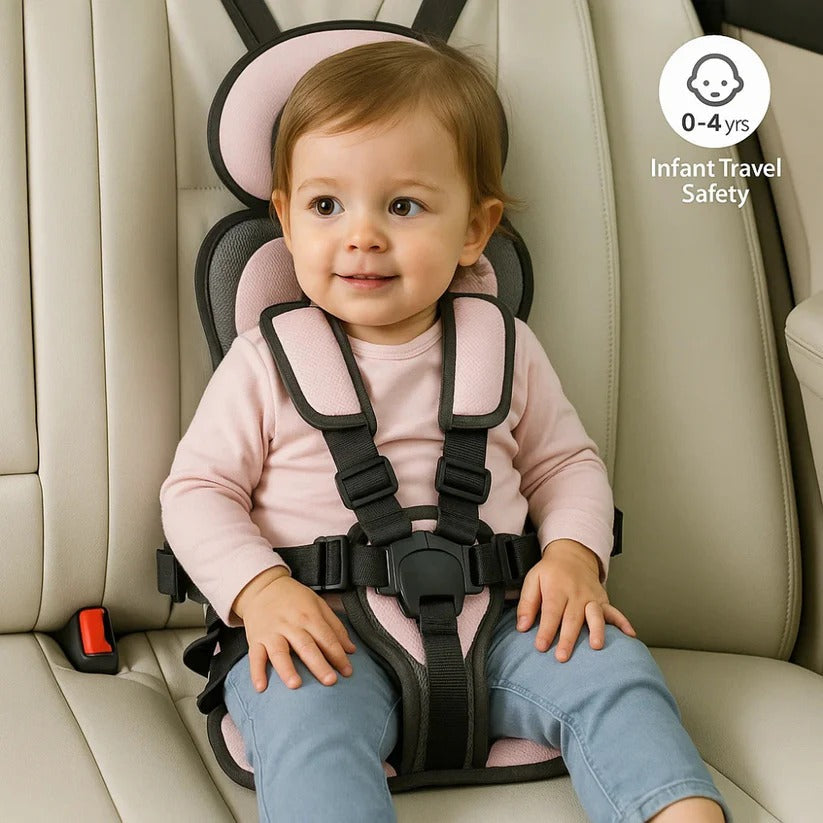 Moktan Sabai Portable Travel Child Car Seat with 5-Point Harness Lightweight & Foldable Pink Small (0-4 Years)
