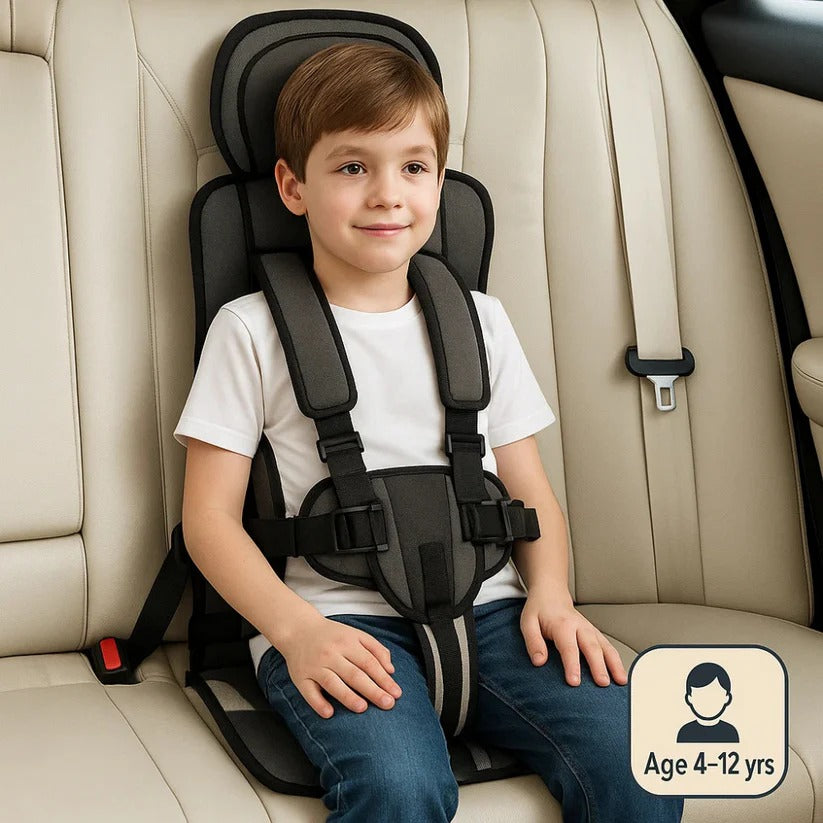Moktan Sabai Portable Travel Child Car Seat with 5-Point Harness Lightweight & Foldable Charcoal Small (0-4 Years)
