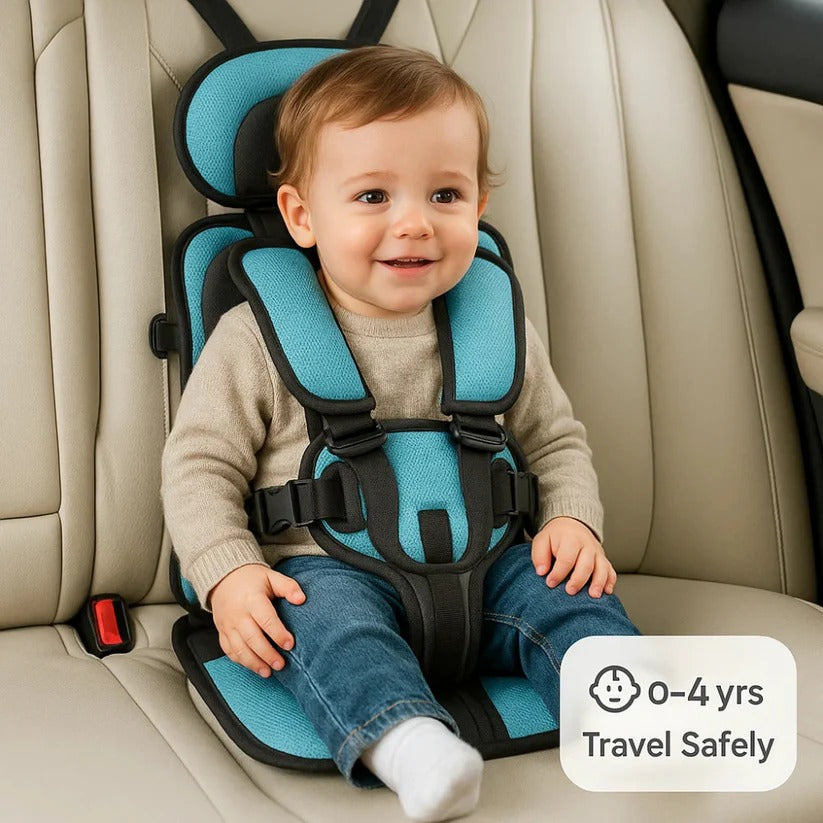 Moktan Sabai Portable Travel Child Car Seat with 5-Point Harness Lightweight & Foldable Blue Small (0-4 Years)