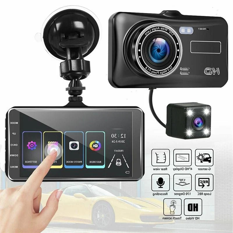 Moktan Sabai 1080P Dual Dash Cam Front & Rear Camera 4" LCD Wide Angle Car DVR