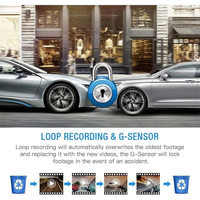 Moktan Sabai 1080P Dual Dash Cam Front & Rear Camera 4" LCD Wide Angle Car DVR