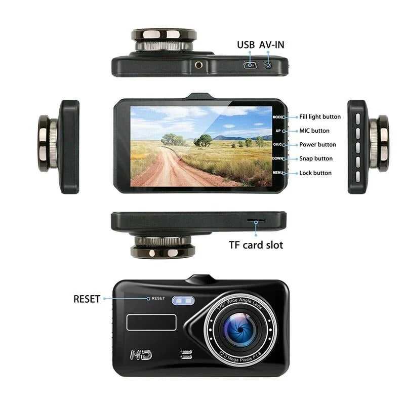 Moktan Sabai 1080P Dual Dash Cam Front & Rear Camera 4" LCD Wide Angle Car DVR