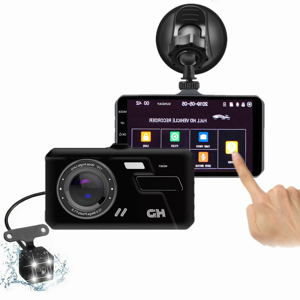 Moktan Sabai 1080P Dual Dash Cam Front & Rear Camera 4" LCD Wide Angle Car DVR