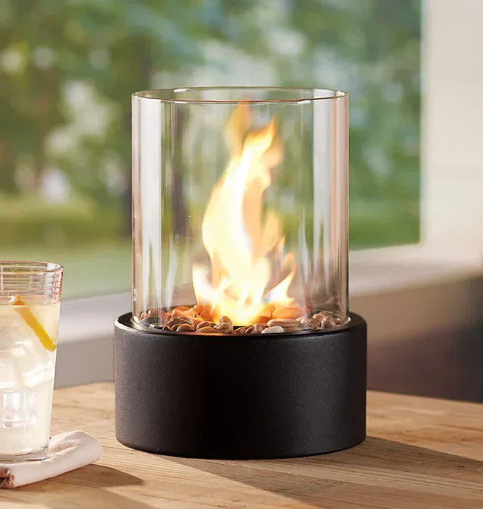 Moktan Sabai Portable Table Lantern Gas Flame Outdoor Indoor Modern Steel Glass Table Lamp