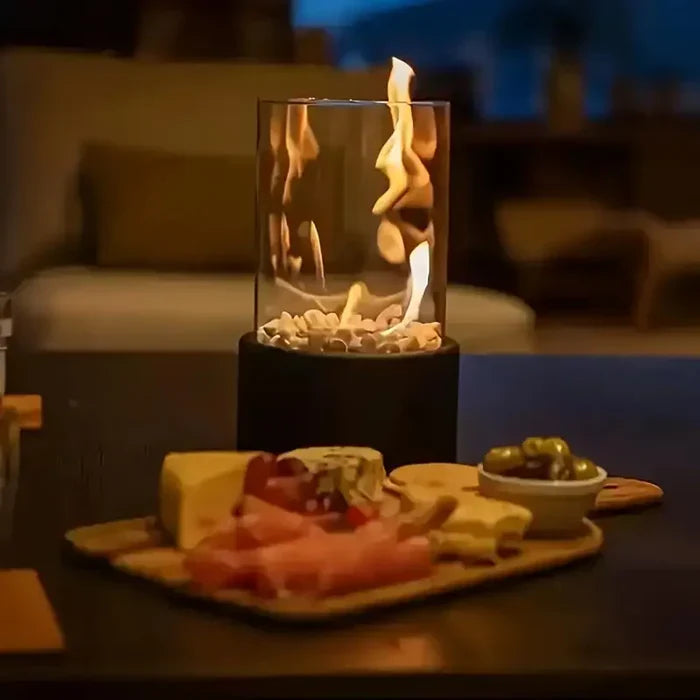 Moktan Sabai Portable Table Lantern Gas Flame Outdoor Indoor Modern Steel Glass Table Lamp