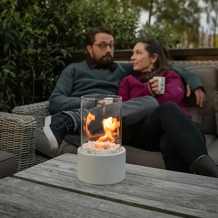 Moktan Sabai Portable Table Lantern Gas Flame Outdoor Indoor Modern Steel Glass Table Lamp
