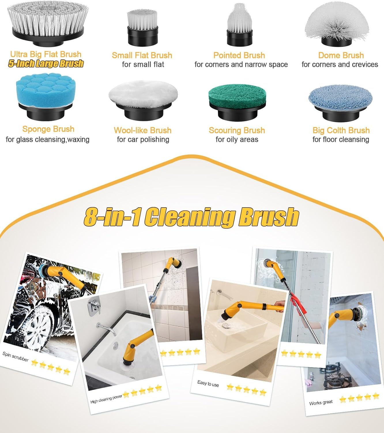 Moktan Sabai Q3 Pro Electric Spin Scrubber Cordless Rechargeable Cleaning Brush with Multi Heads
