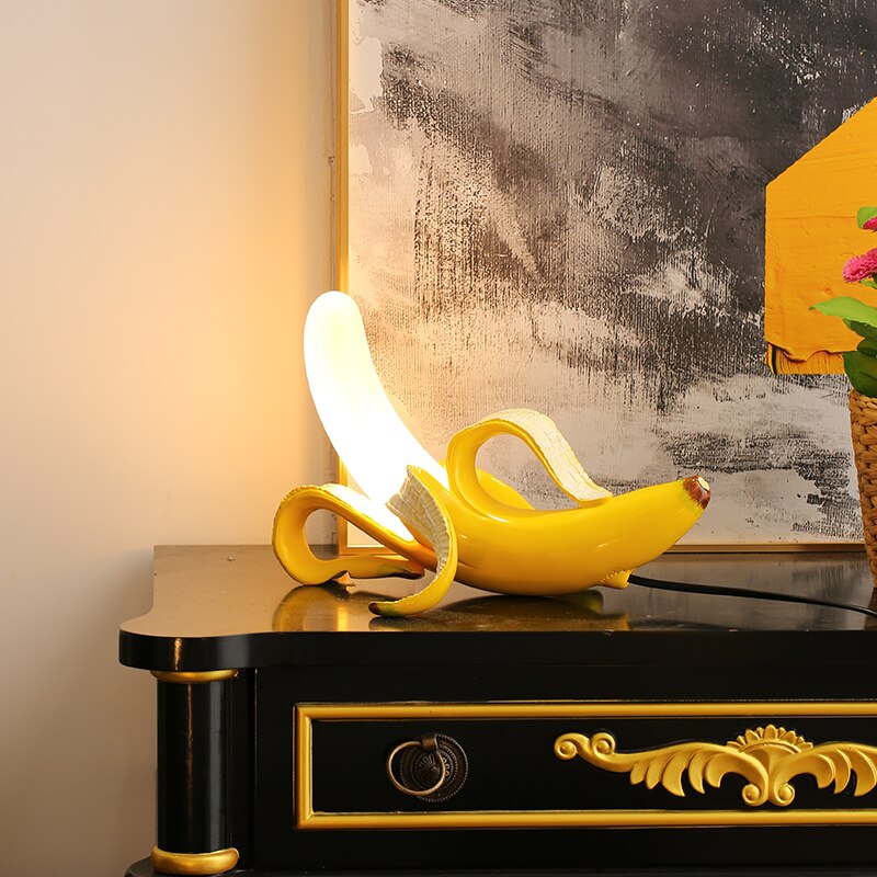 Moktan Sabai Banana Table Lamp Art Deco Brass Chrome Accent Light