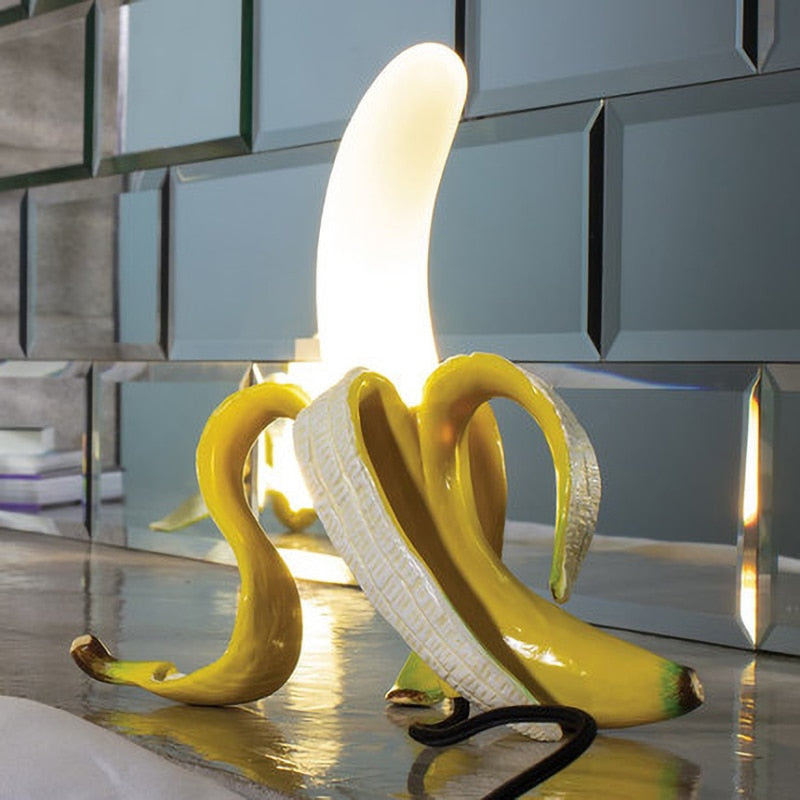 Moktan Sabai Banana Table Lamp Art Deco Brass Chrome Accent Light