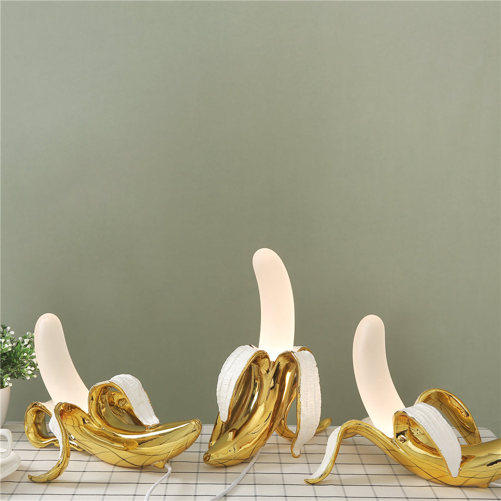 Moktan Sabai Banana Table Lamp Art Deco Brass Chrome Accent Light