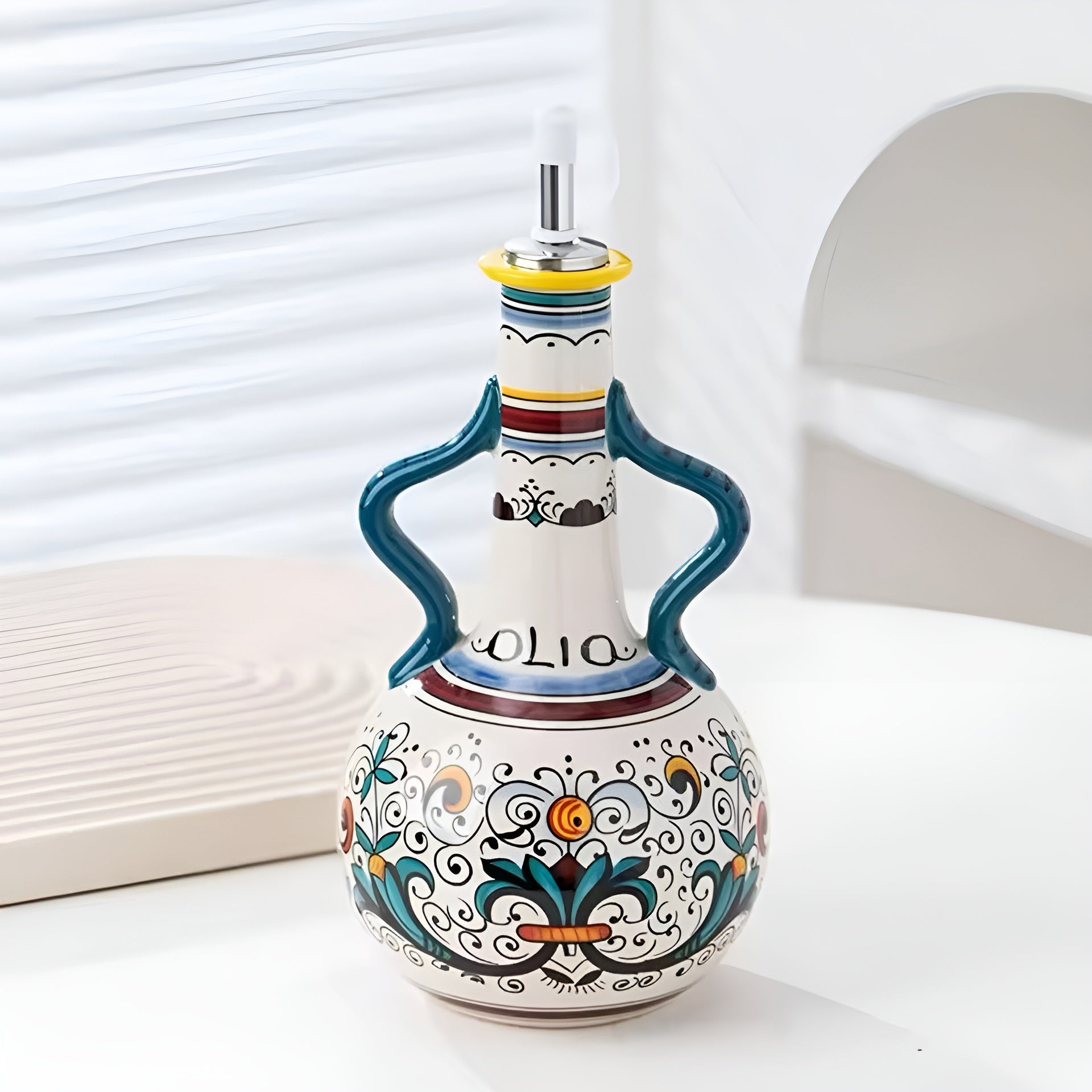 Moktan Sabai Ceramic Olive Oil Bottle | Mediterranean Dispenser
