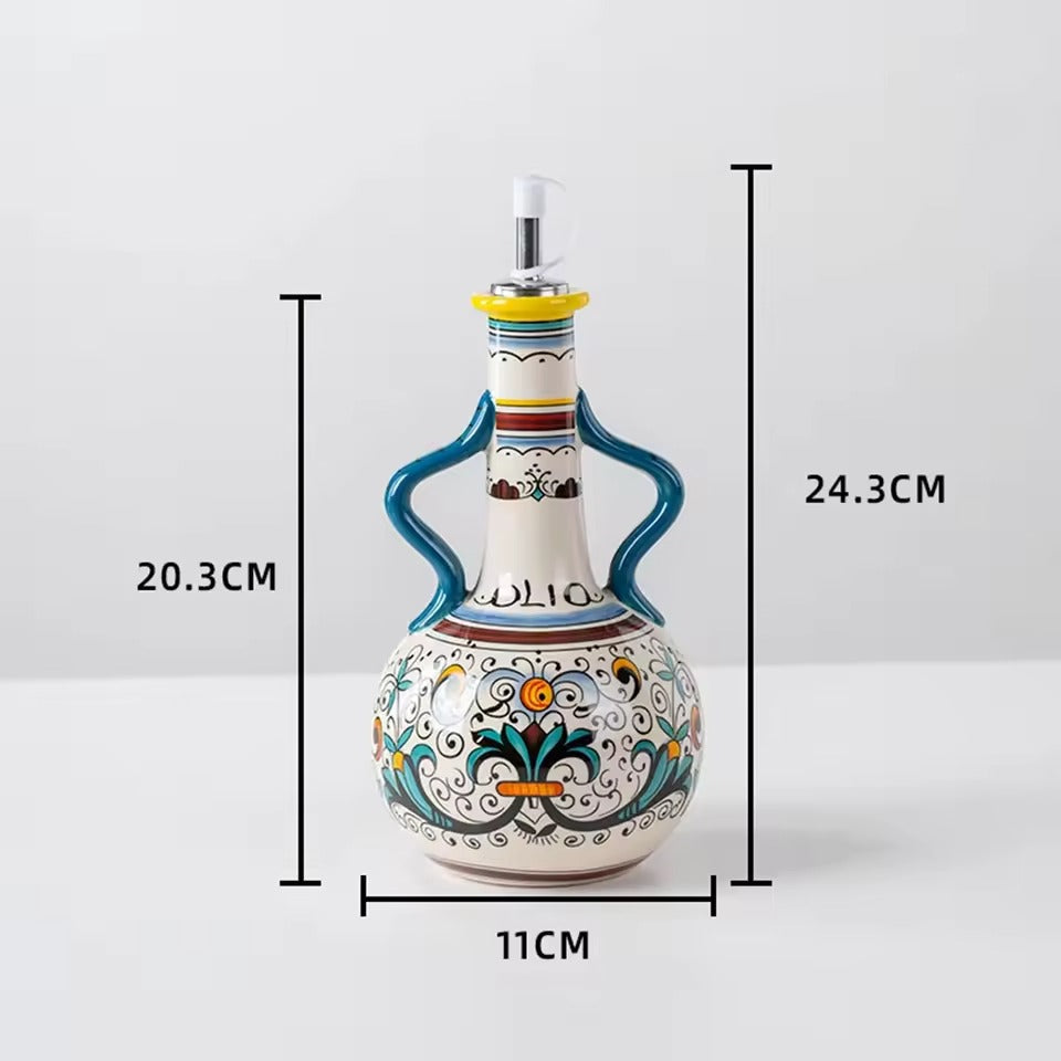 Moktan Sabai Ceramic Olive Oil Bottle | Mediterranean Dispenser