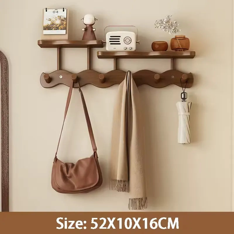 Moktan Sabai Bamboo Wall Coat Rack | Entryway Shelf & Hook Organizer