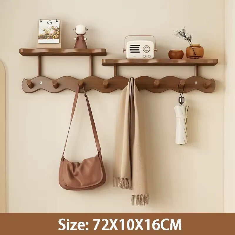 Moktan Sabai Bamboo Wall Coat Rack | Entryway Shelf & Hook Organizer
