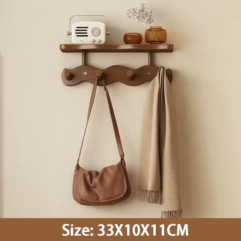 Moktan Sabai Bamboo Wall Coat Rack | Entryway Shelf & Hook Organizer