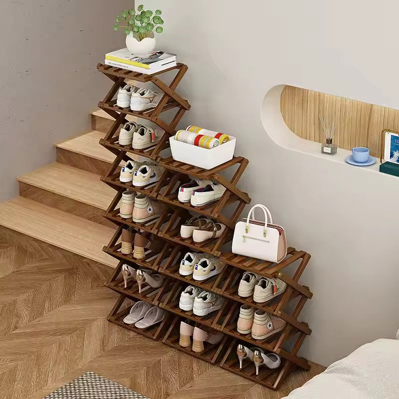 Moktan Sabai Bamboo Foldable Shoe Rack | Multi-Tier Space-Saving Organizer
