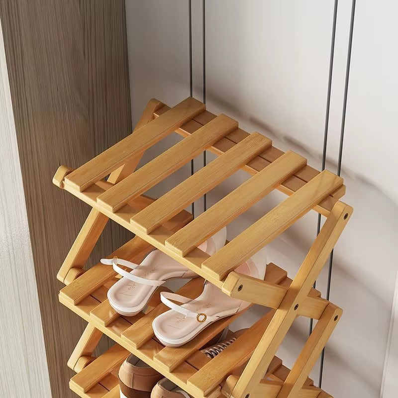 Moktan Sabai Bamboo Foldable Shoe Rack | Multi-Tier Space-Saving Organizer