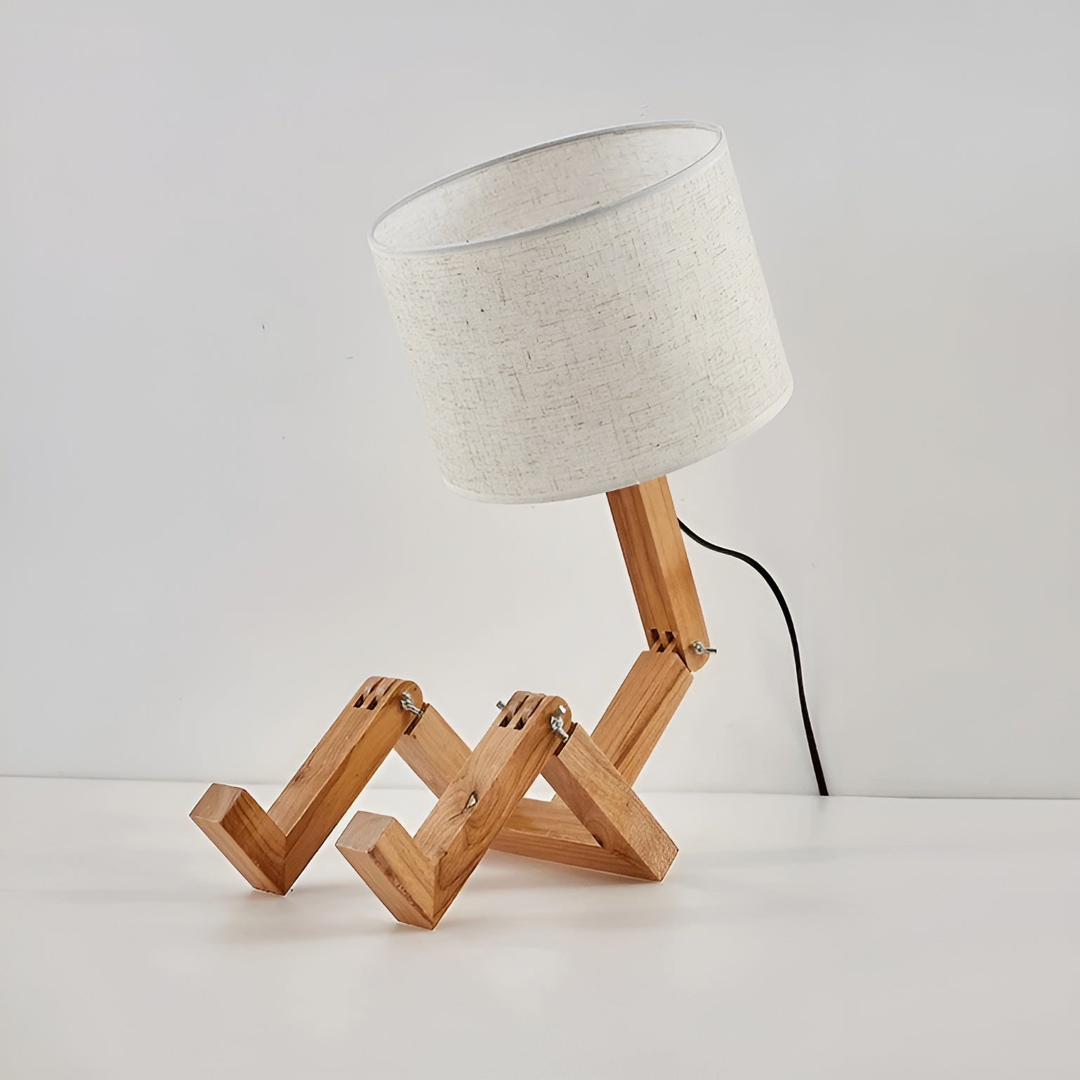 Moktan Sabai Bamboo Table Lamp | Wooden LED Desk Light Decor Linen