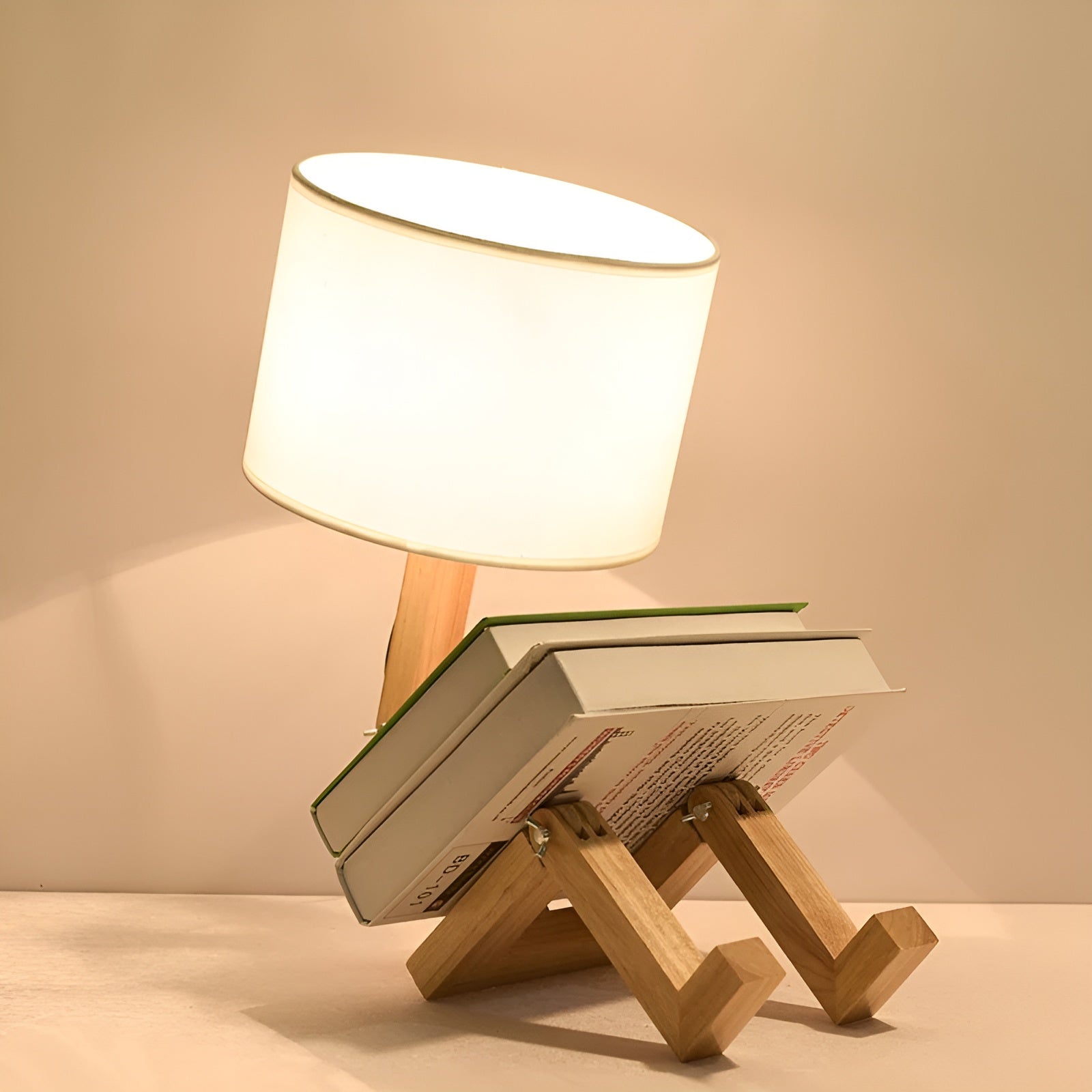 Moktan Sabai Bamboo Table Lamp | Wooden LED Desk Light Decor White