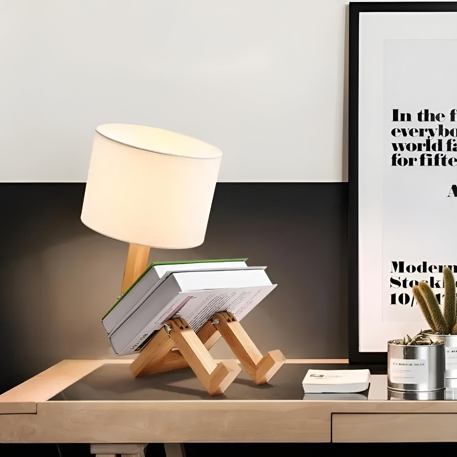 Moktan Sabai Bamboo Table Lamp | Wooden LED Desk Light Decor