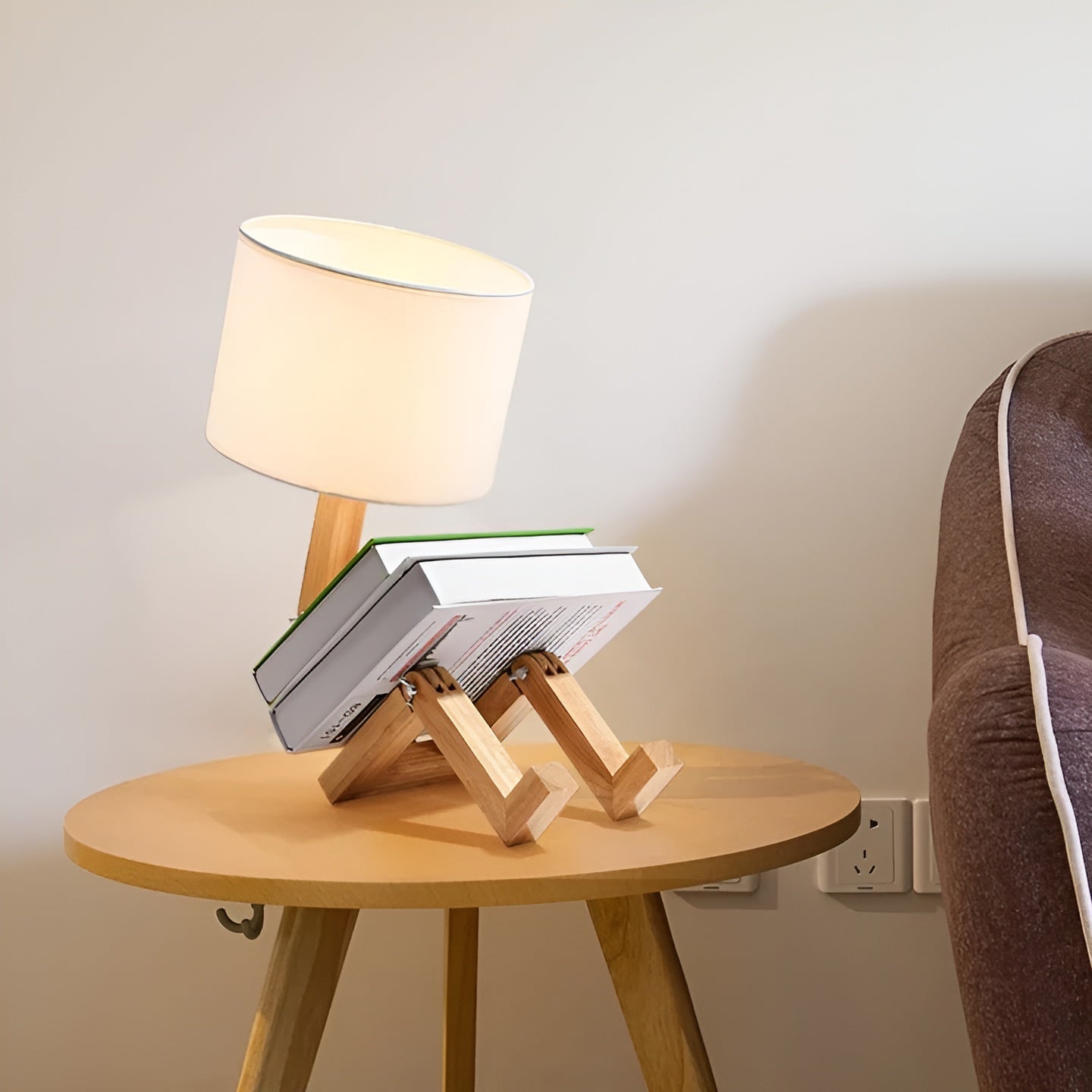 Moktan Sabai Bamboo Table Lamp | Wooden LED Desk Light Decor